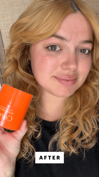 Hoffmann after applying the Kahi Carrot Nourishing Care Cleansing Balm