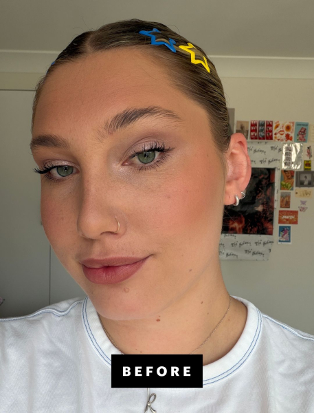 Katie Gunderman before applying tinted lip balm