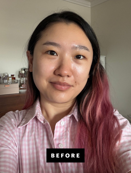 Sarah Han before applying skin tint