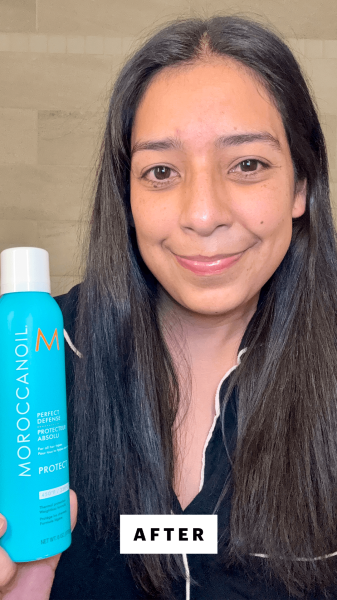 Foresto after applying the Moroccanoil Perfect Defense Heat Protectant