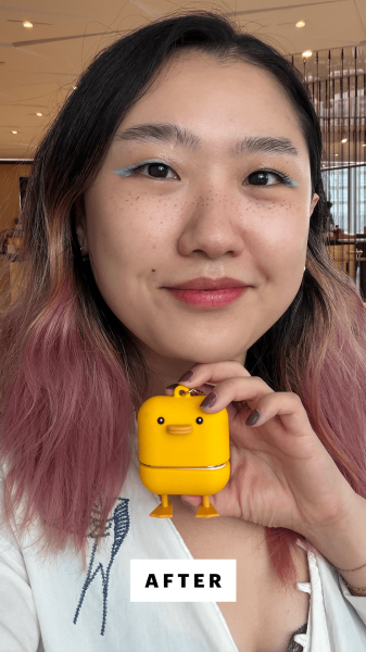Han after applying the Kahi Airy Fit Sun Stick SPF 50 PA
